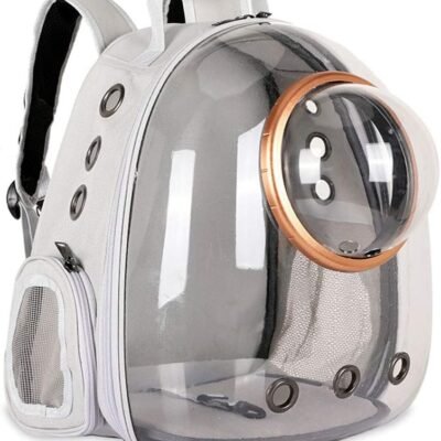 Pet Space Capsule Backpack, Small Medium Cat Puppy Dog Carrier, Transparent Breathable Heat Proof, Pet Carrier for Travel Hiking Walking Camping, Grey