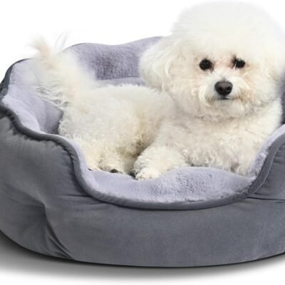 Basic Pet Round Bed - Washable Non-Slip Plush Round Dog Cat Bed