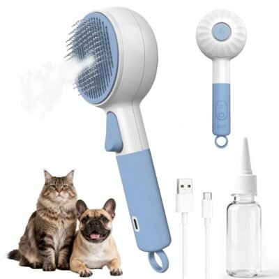 3-in-1 Electric Spray Pet Steam Comb, Rechargeable, detangling and massage, suitable for indoor cats and dogs