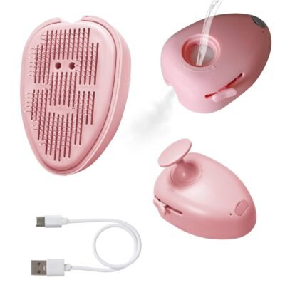 4-in-1 Pet Steam Brush (Pink) Rechargeable, massage, cleaning and hair removal in one