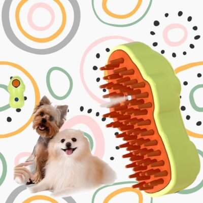 Three-in-one pet grooming brush (lime green): dual-function steam moisturizing, with water tank, anti-tangle