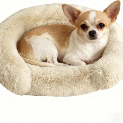 Pet Round Bed - Anti-Anxiety Fluffy Washable Round Dog Cat Bed