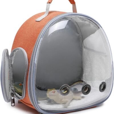 Small Animal Carrier Backpack Space Capsule Bubble Window Carrier Backpack for Lizard Guinea Pig (Orange)