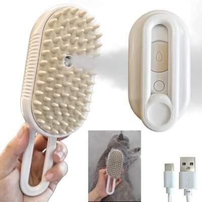 4-in-1 Rechargeable Pet Steam Brush, Spray grooming comb, specially for cat and dog hair removal