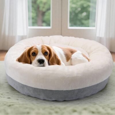 Pet Round Bed - 18-inch Soothing Non-Slip Round Dog Cat Bed