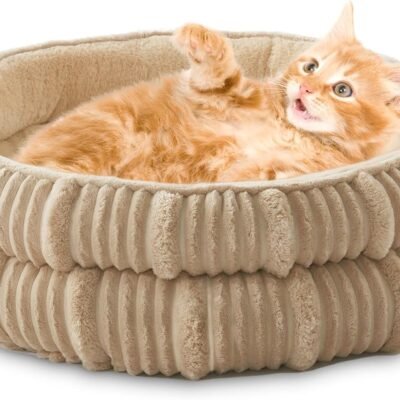 Durable Pet Round Bed - Washable Non-Slip Round Cat Dog Sleeping Bed