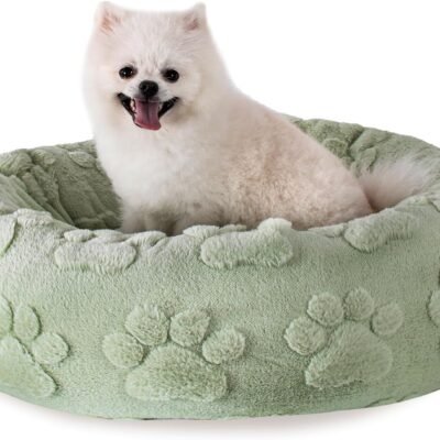 Warm Pet Round Bed - 23-inch Anti-Anxiety Non-Slip Round Dog Cat Bed