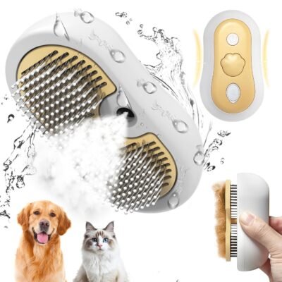 3-in-1 Pet Hair Removal Steam Brush Rechargeable, suitable for both long-haired and short-haired cats and dogs