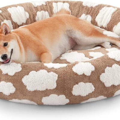 Cute Pet Round Bed - Removable Washable Orthopedic Donut Jacquard Dog Bed