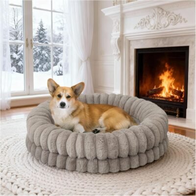 Luxury Pet Round Bed - 30-inch Orthopedic Non-Slip Washable Dog Bed