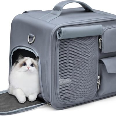 Cat Backpack Carrier Large,Pet Backpack for Dogs and Cats,AirlineApproved,Collapsible,with 3 Ventilated Windows,Designed for Travel, Hiking, Walking & Outdoor Use(Grayish Blue)