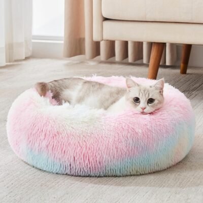 Pet Round Bed - Soothing Donut Pillow Warm Dog Cat Bed