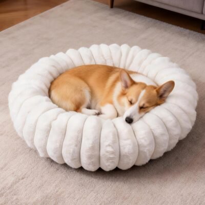 Luxury Pet Round Bed - Anti-Anxiety Non-Slip Faux Rabbit Fur Round Bed