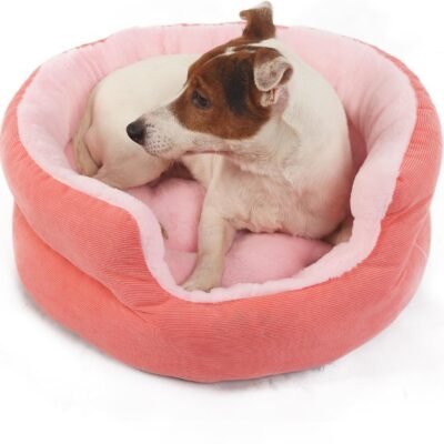 Princess Style Pet Round Bed - Pink Round Washable Puppy Bed