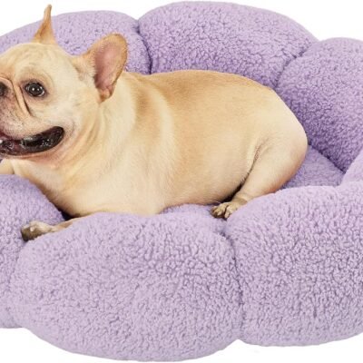 Flower Pet Round Bed - Fluffy Non-Slip Machine Washable Donut Dog Bed