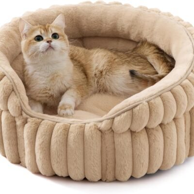 Corduroy Pet Round Bed - Ultra Soft Non-Slip Washable Round Cat Bed